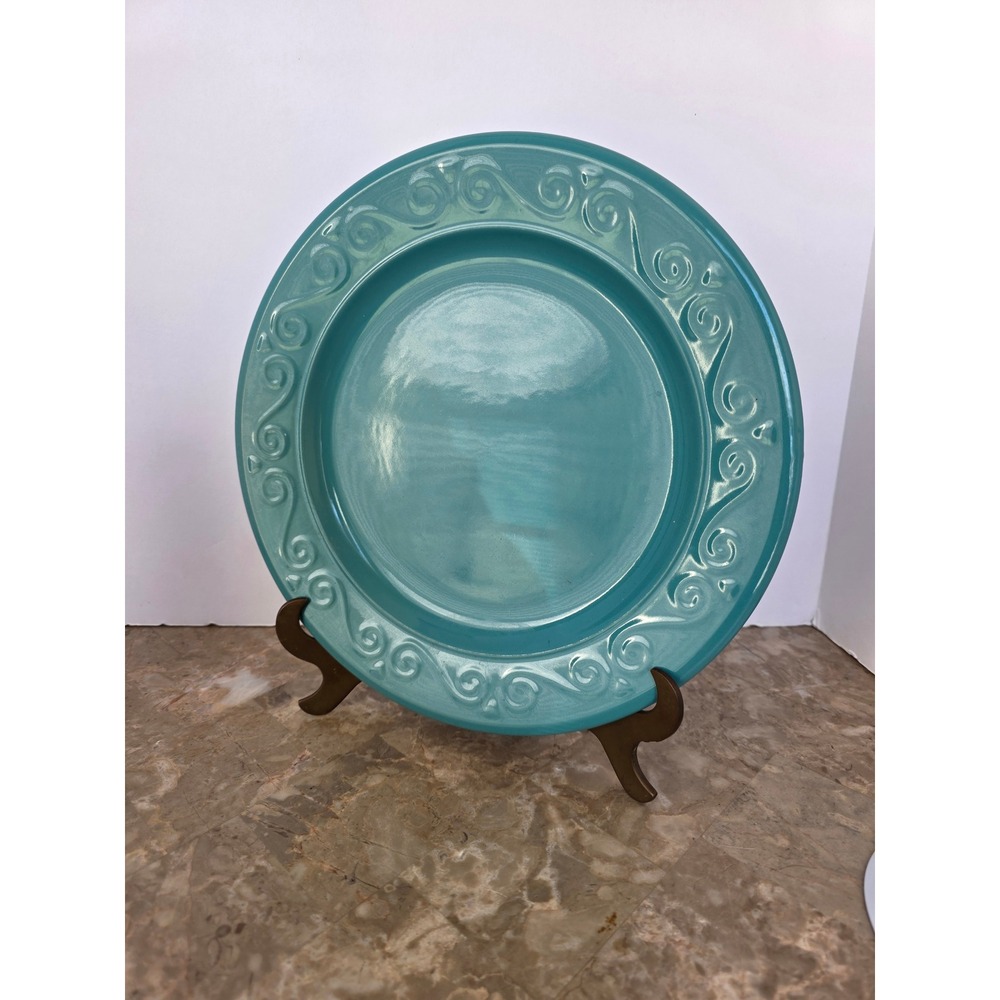 Royal Norfolk Teal Blue Embossed Swirl Dinner Plate Microwave‎ Dishwasher Safe
